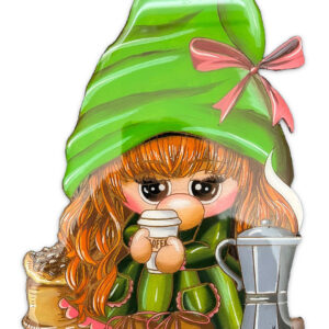 Gnomoccina: The Enchanting Female Gnome Figurine for Coffee Lovers