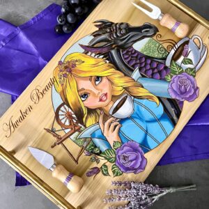 Hand-Made, Hand-Painted & Engraved Serving Tray, Decorative Tray. Awaken Beauty