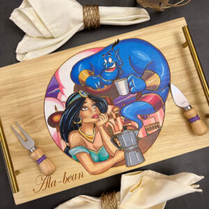 Hand-Made, Hand-Painted & Engraved Serving Tray, Decorative Tray. Ala-Bean