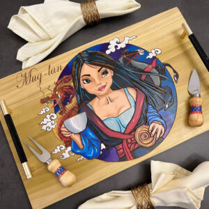 Hand-Made, Hand-Painted & Engraved Serving Tray, Decorative Tray. Mug-lan