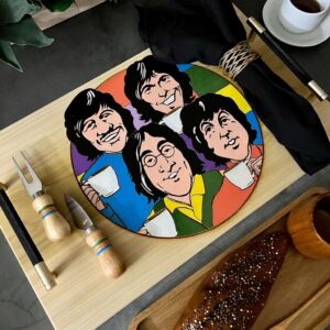 Hand-Made, Hand-Painted & Engraved Serving Tray, Decorative Tray. The Beatles