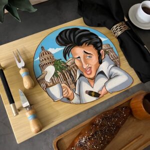 Hand-Made, Hand-Painted & Engraved Serving Tray, Decorative Tray. Elvis
