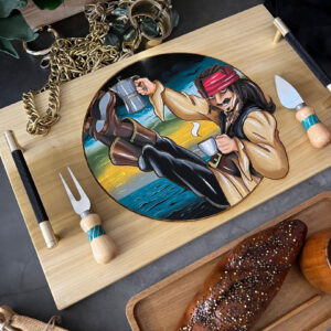Hand-Made, Hand-Painted & Engraved Serving Tray, Decorative Tray. Pirates of Carib-bean