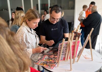 A couple buying a "Women from the Bible" coloring book.