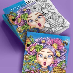 Nenas' Worl Coloring Book & "Bee-utiful" Signed Art Print Bundle